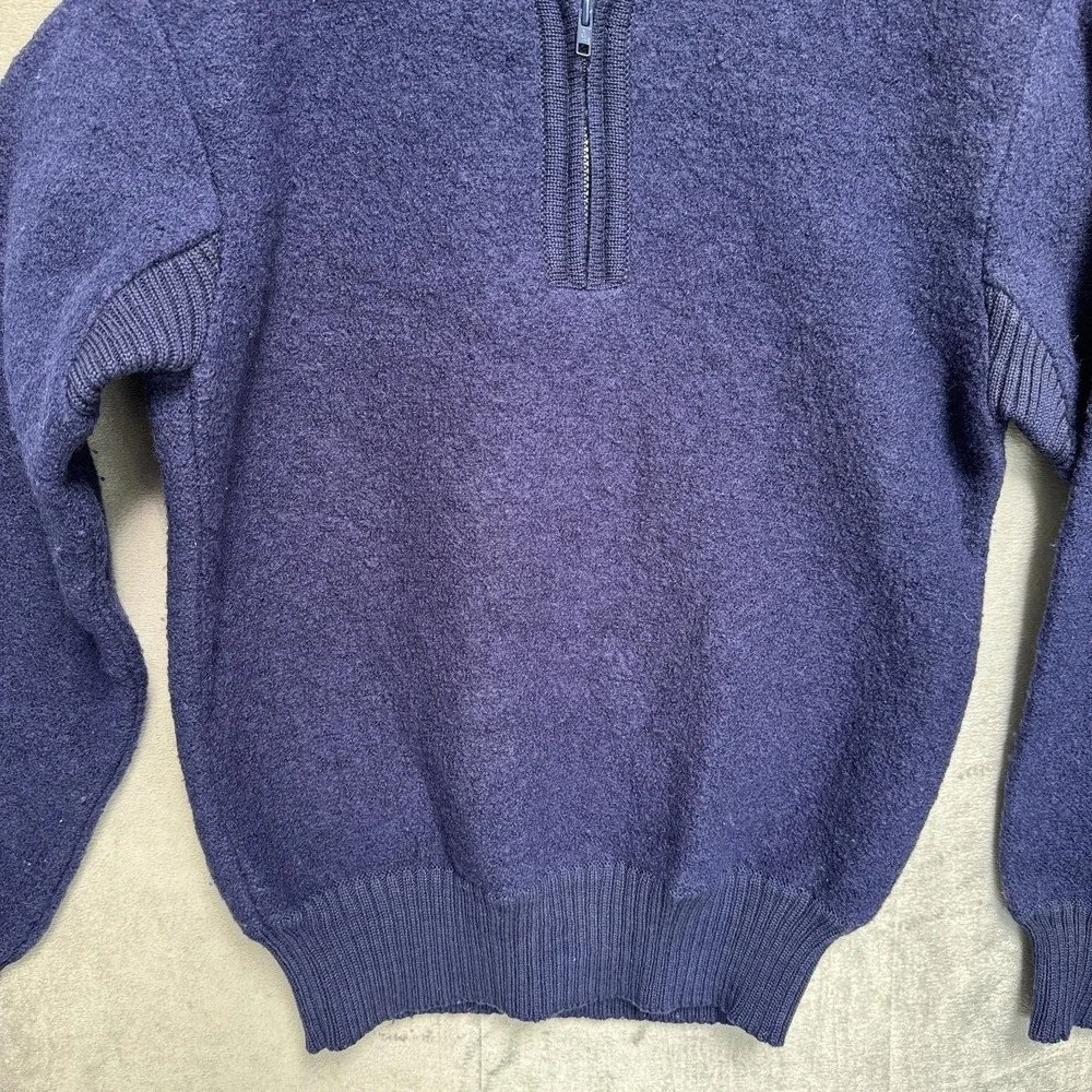 Vintage The North Face Sweater Mens Medium Navy Blue Wool 1/4‎ Zip Mock Neck 90s